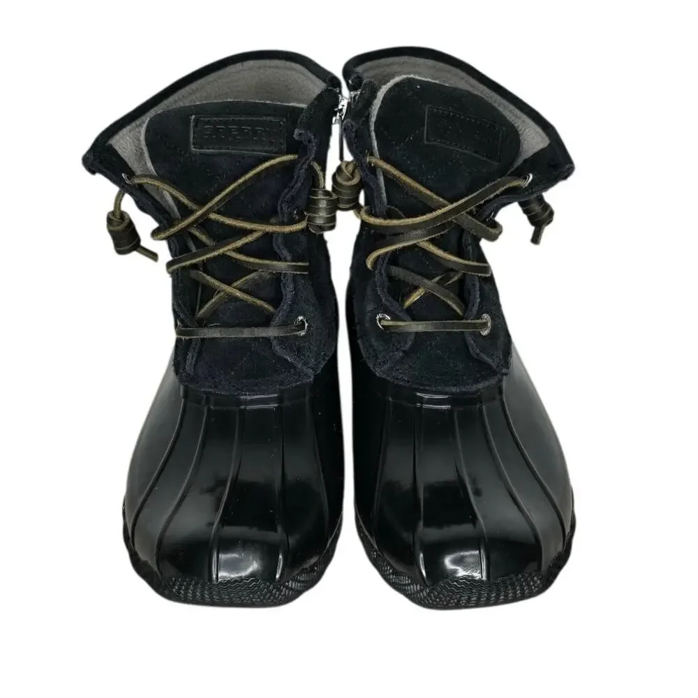 Sperry Top-Sider Waterproof Duck Boots Navy Black Suede Fleece Lined Women’s 8